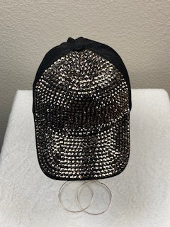 Black rhinestone baseball cap