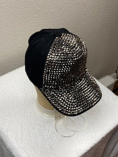 Black rhinestone baseball cap
