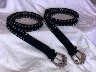 Western antique etched buckle stone studded belt