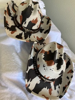 Western bull head strap cow print cowboy hat
