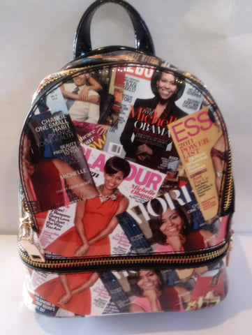 Glossy magazine cover collage Michelle Obama Back Pack with Wallet