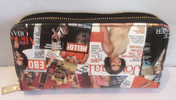 Glossy magazine cover collage Michelle Obama Clutch Bag with Colorful Pictures