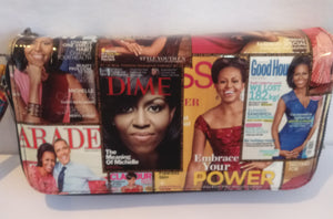 Glossy magazine cover collage Michelle Obama Clutch Bag with Colorful Pictures