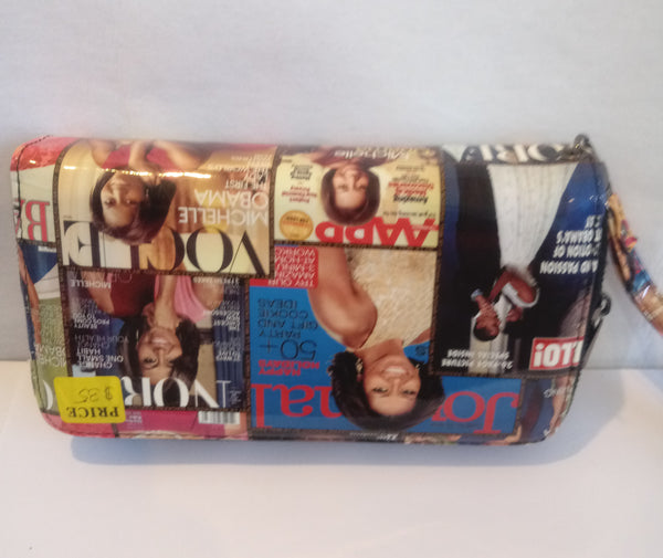 Glossy magazine cover collage Michelle Obama Clutch Bag with Colorful Pictures